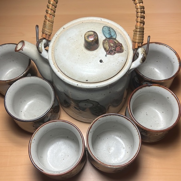 RARE Vintage Wony Ltd Owl teapot with wicker handle 6 Cups Japan Hand Painted - Picture 10 of 15